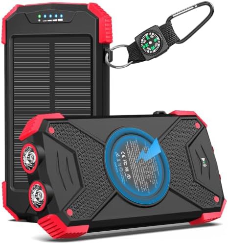 Wireless solar charger with blue accents