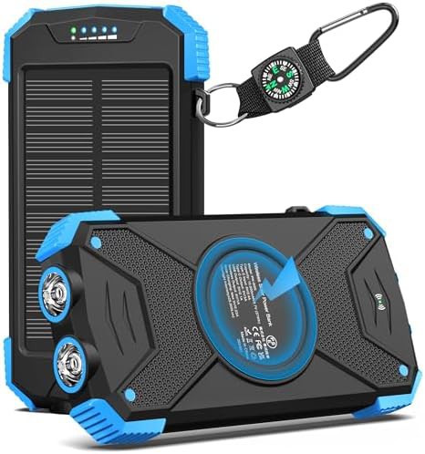 Wireless solar charger with orange accents