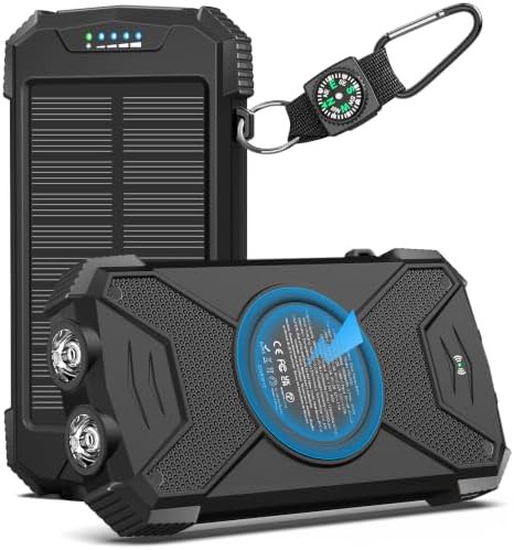 Wireless solar charger in black and gray