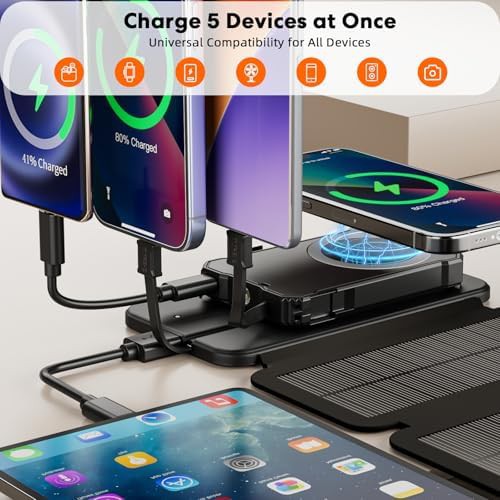 Solar power bank with four foldable panels — photo 3
