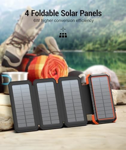 Solar power bank with four black panels — photo 3