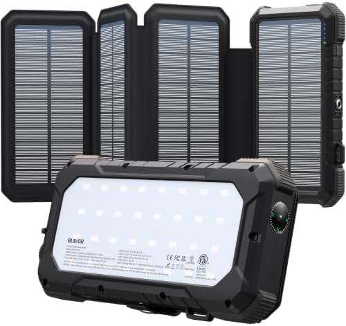 Solar power bank with four foldable panels