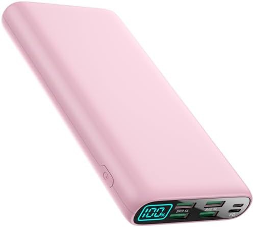Pink high capacity LCD power bank