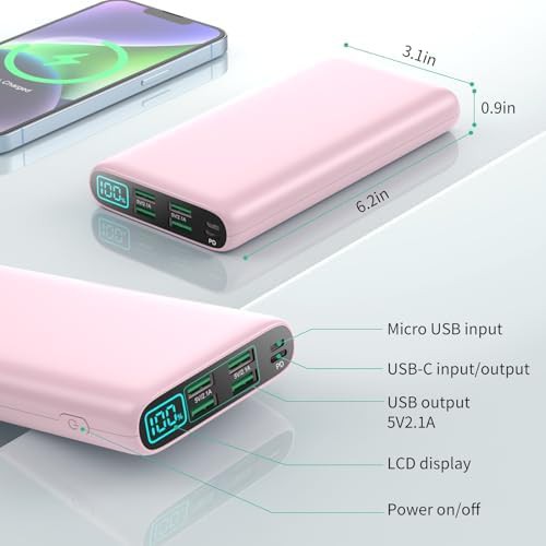 Pink high capacity LCD power bank — photo 5