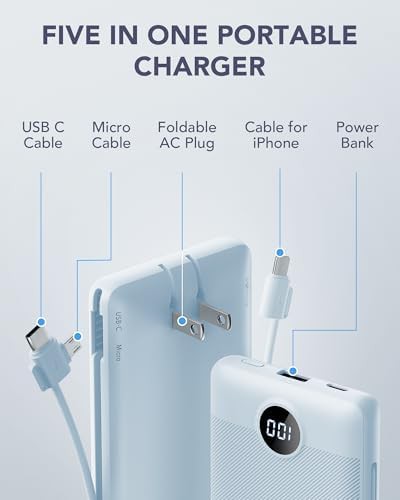 Slim ten thousand mAh charger with wall plug — photo 3