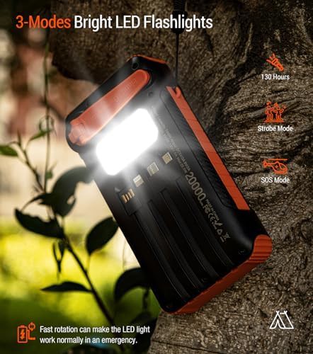 Orange solar power bank with hand crank — photo 4