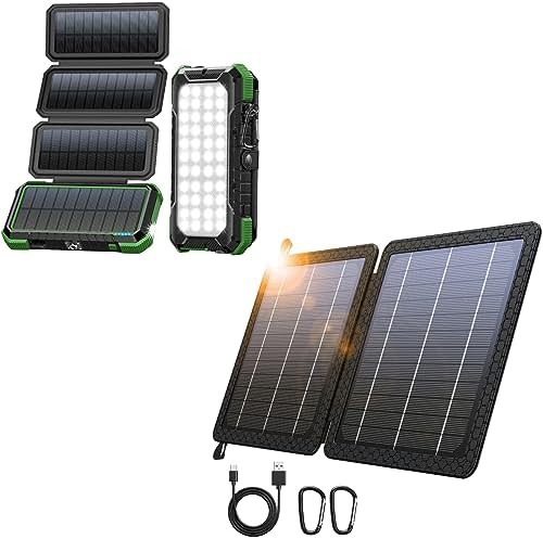 Green foldable solar charger with extra panel