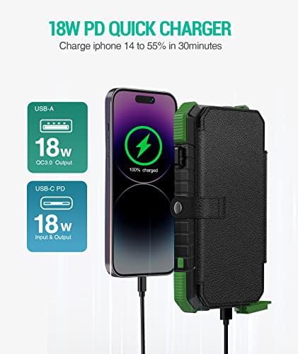 Green foldable solar charger with extra panel — photo 4