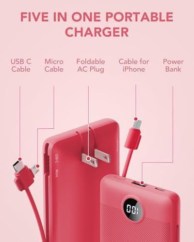 Viva magenta travel battery with wall plug — photo 3