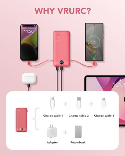 Viva magenta travel battery with wall plug — photo 4