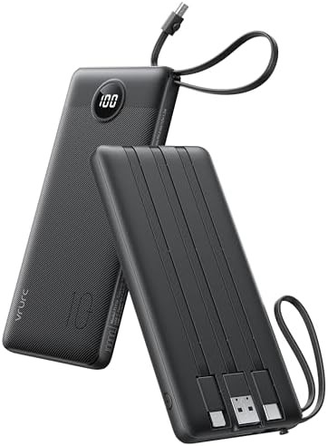 Slim travel power bank with four cables