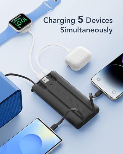 Slim travel power bank with four cables — photo 3