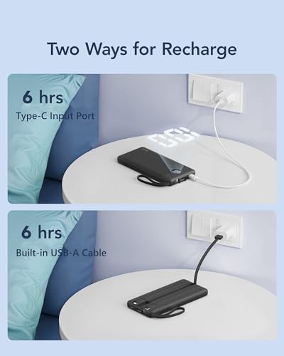 Slim travel power bank with four cables — photo 5