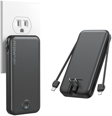 Black portable charger with AC wall plug
