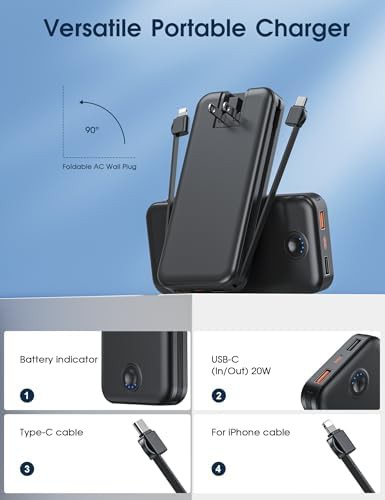 Black portable charger with AC wall plug — photo 3