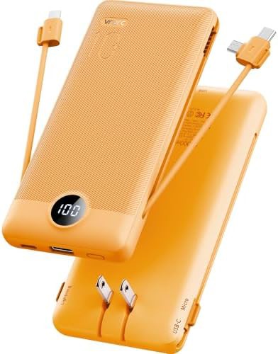 Slim profile power bank with wall plug