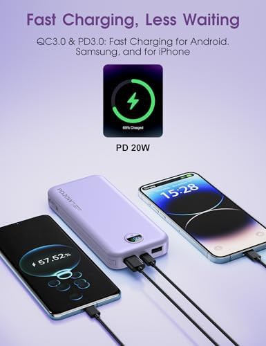 Purple portable charger with built-in cables — photo 5
