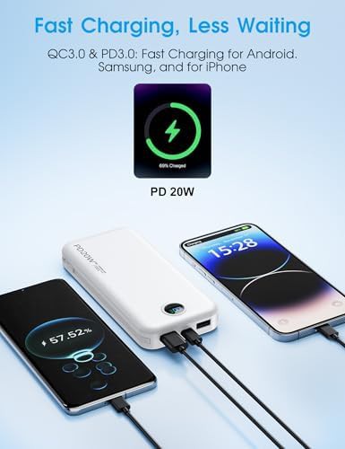 White 10000mAh charger with integrated cables — photo 5