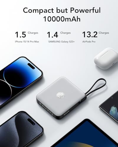 Fast charging ten thousand mah battery with integrated cables — photo 3