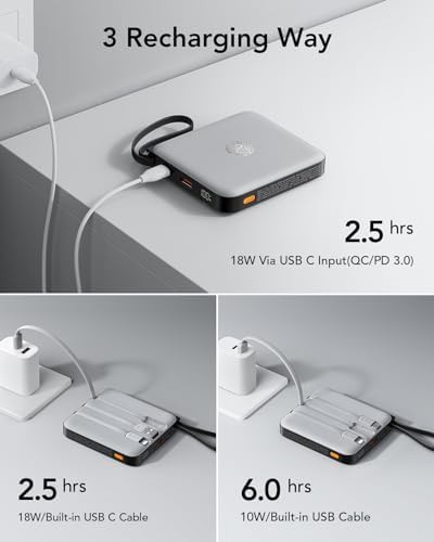 Fast charging ten thousand mah battery with integrated cables — photo 5