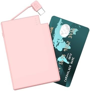Pink credit card size power bank