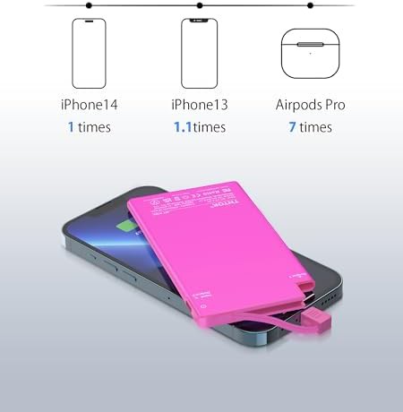 Ultra thin pink portable power bank — photo 3