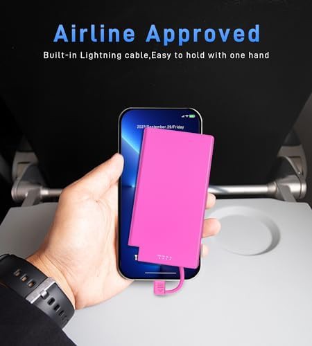 Ultra thin pink portable power bank — photo 4
