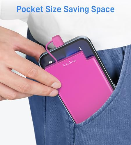 Ultra thin pink portable power bank — photo 5
