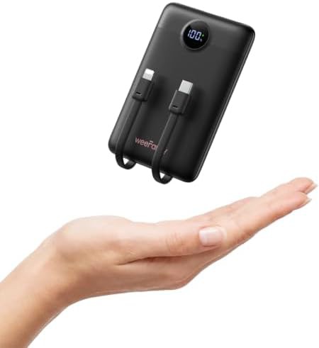Mini portable charger with integrated cables