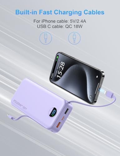 High capacity 20000mAh bank with cables — photo 5