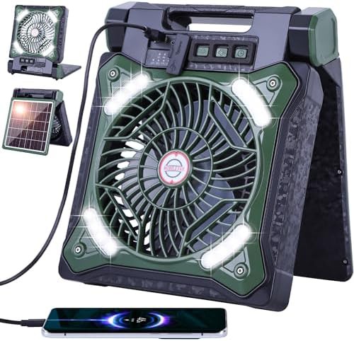 Green Solar Fan with LED Lantern