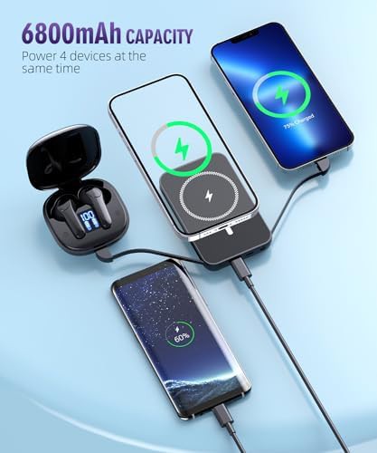 Magnetic wireless power bank with built-in cables — photo 5
