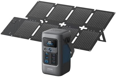 Solix C200 power station with solar panel