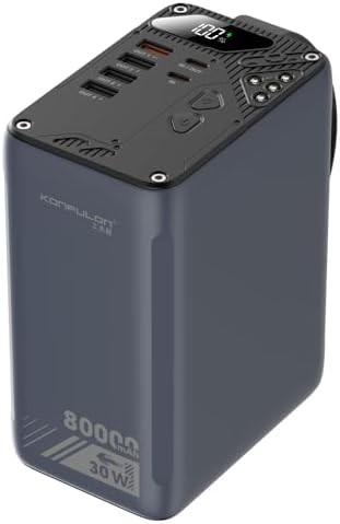 Grey 80000mAh power bank with LCD display