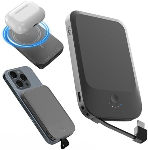 Slim magnetic power bank with built-in cable