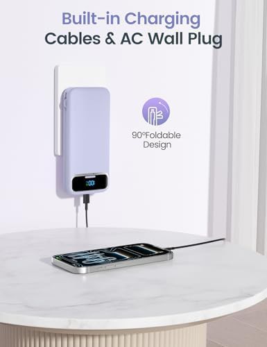 Purple travel charger with wall plug and cables — photo 4