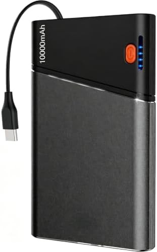 Grey travel portable charger with cable