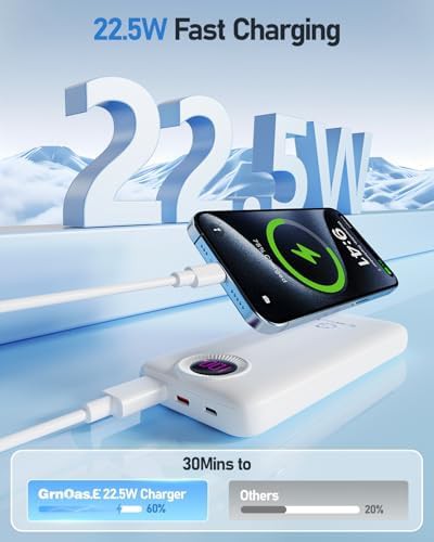 Pearl white portable charger with integrated cables — photo 4