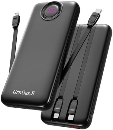 Fast charging power bank with two cables