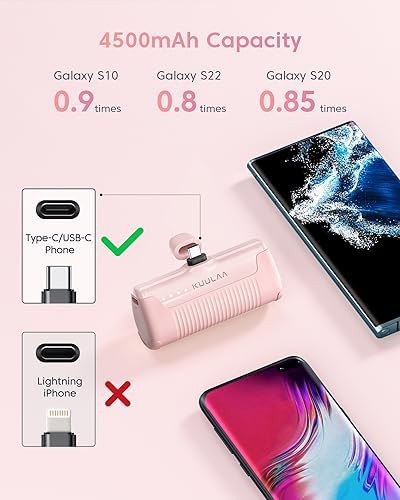 Pink mini power bank with built-in plug — photo 4
