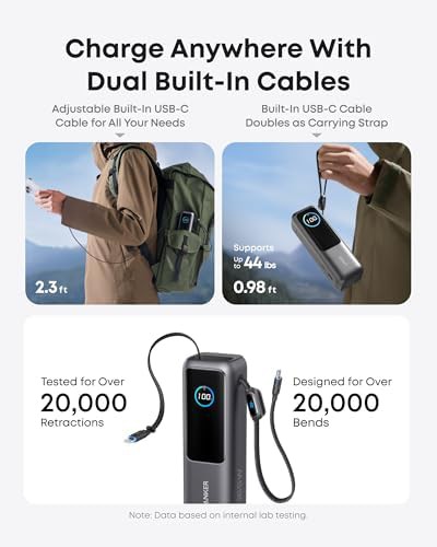 Portable 25k battery with retractable cable — photo 3
