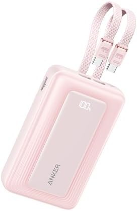 Portable 20,000 mAh charger with dual cables