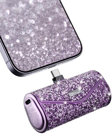 Sparkly mini power bank with connector