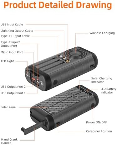 Waterproof solar charger with hand crank — photo 4