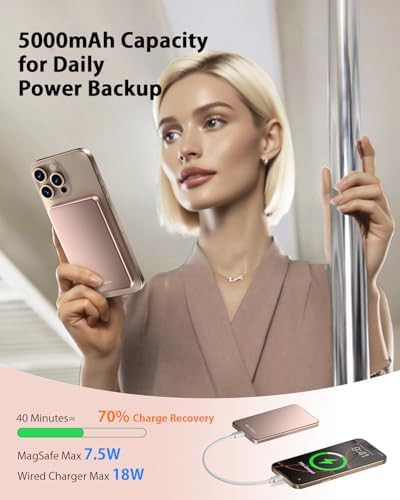 Pink alloy slim magnetic battery pack — photo 3