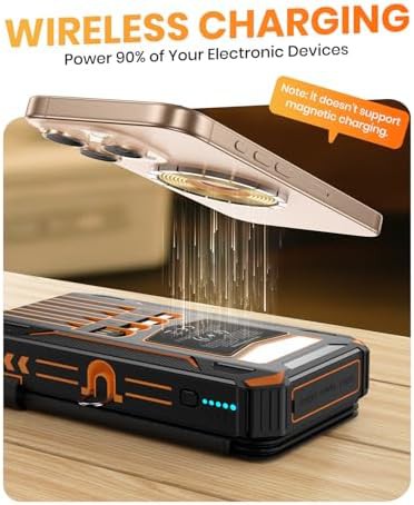 Solar wireless portable charger with four cables — photo 5