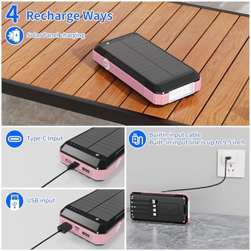 Pink solar power bank with fast charging — photo 4