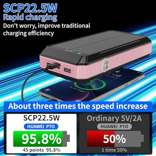 Pink solar power bank with fast charging — photo 5
