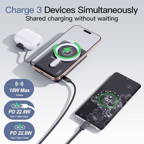 Ultra slim wireless power bank with cable — photo 3