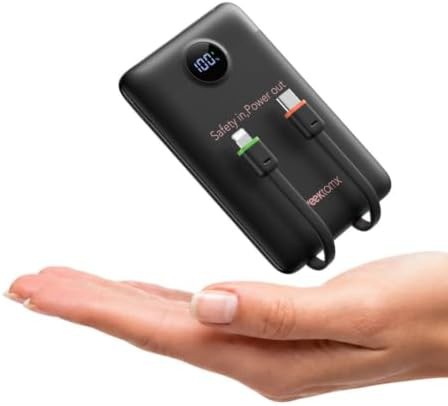 Slim power bank with built-in cables